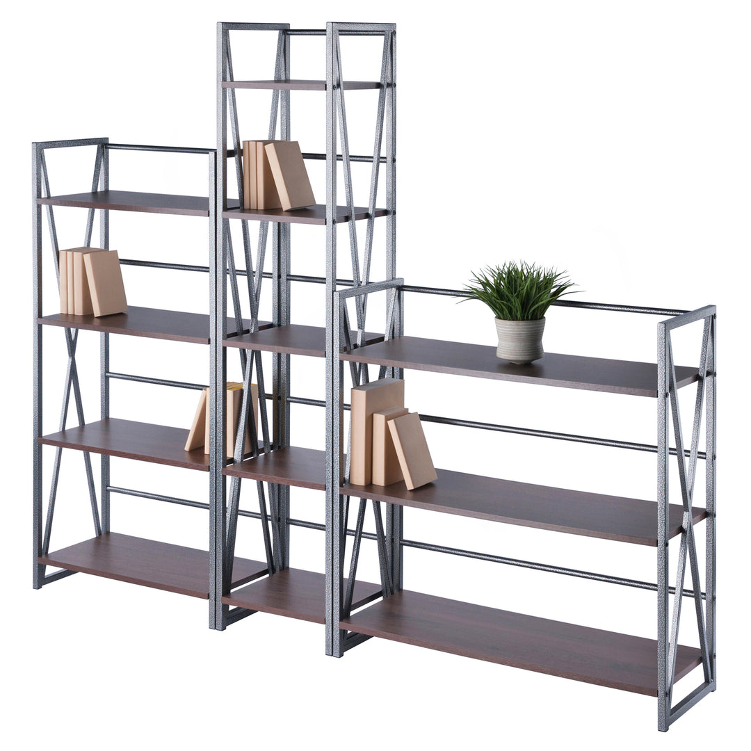 Isa 3-Pc Shelving Set, Graphite and Walnut