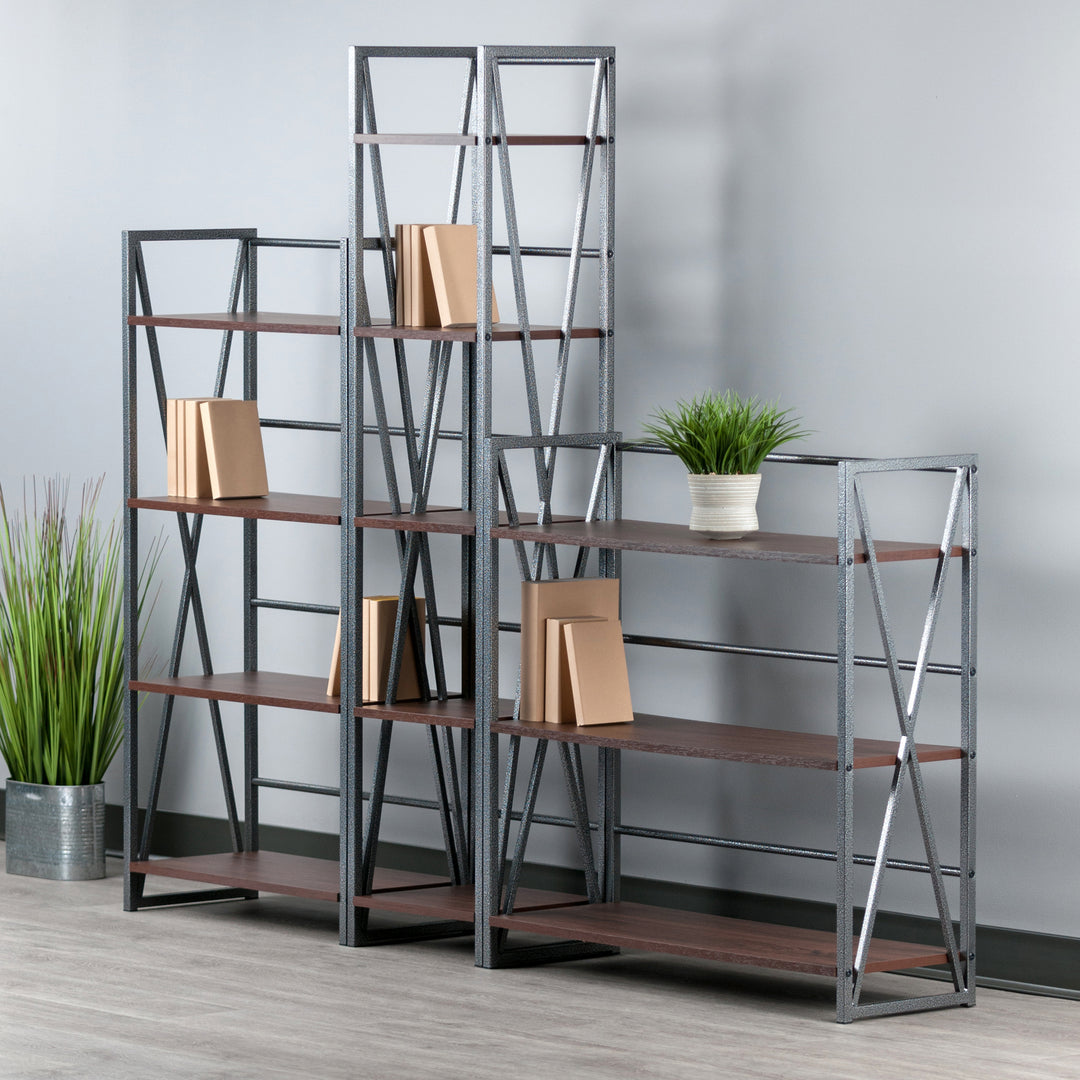 Isa 3-Pc Shelving Set, Graphite and Walnut