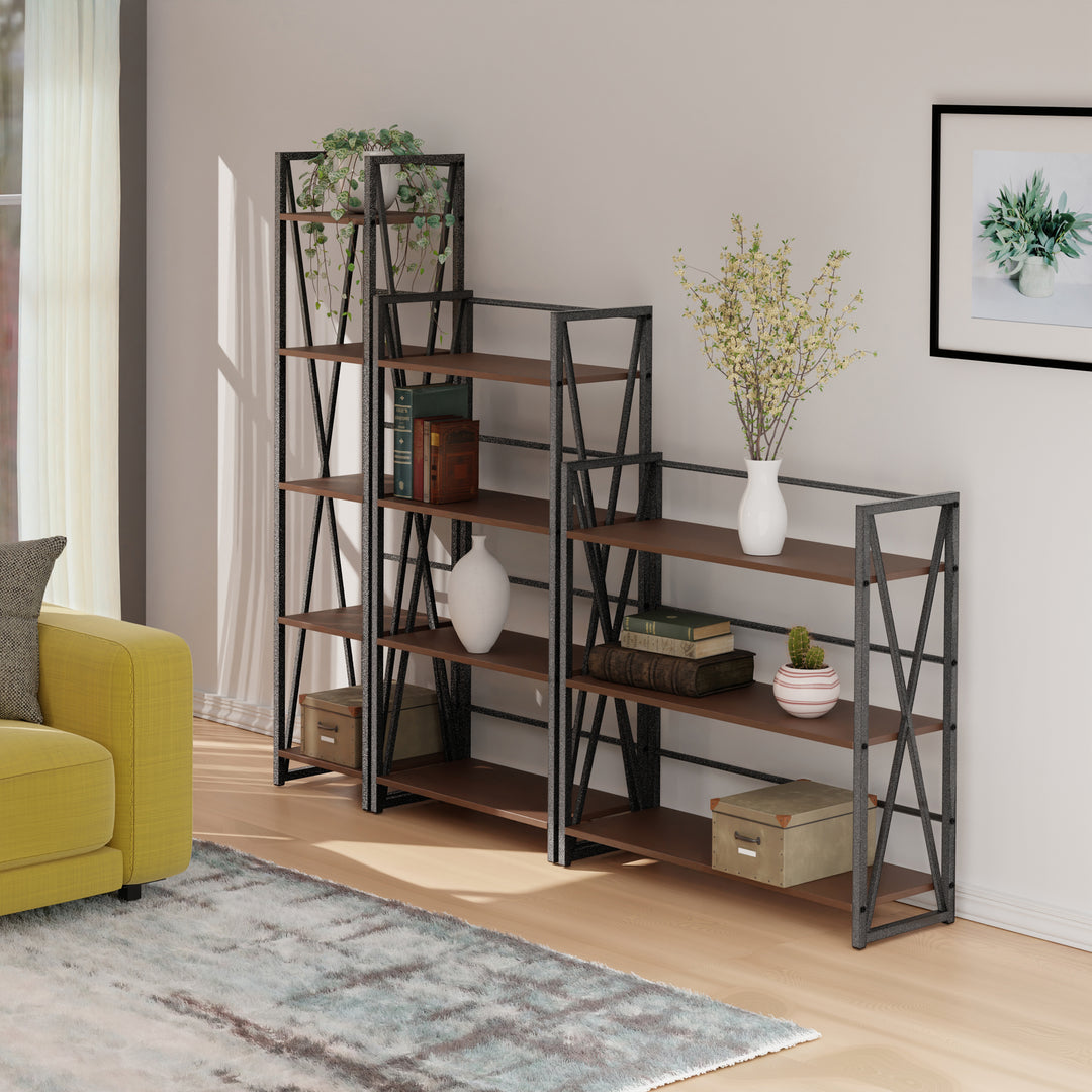 Isa 3-Pc Shelving Set, Graphite and Walnut