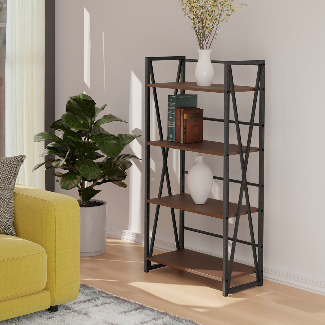 Isa 4-Tier Shelf, Graphite and Walnut