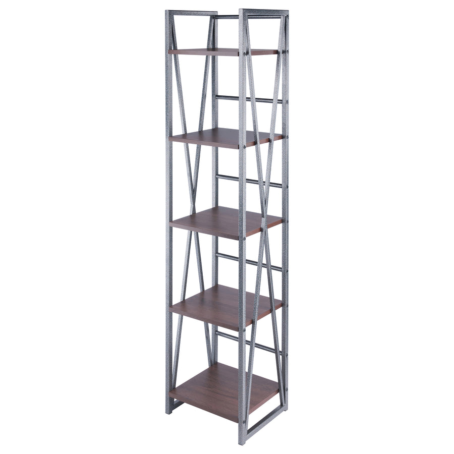 Isa 5-Tier Shelf, Graphite and Walnut