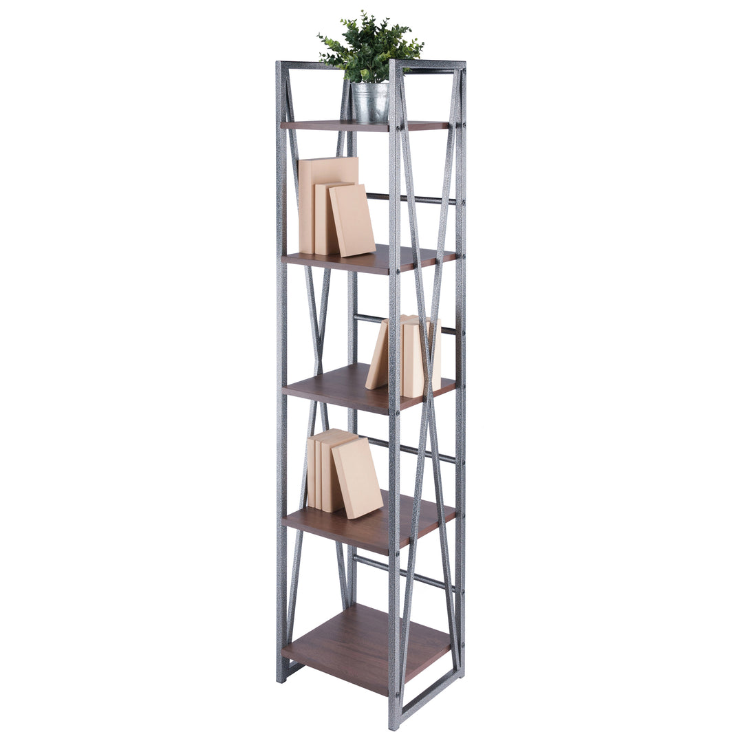 Isa 5-Tier Shelf, Graphite and Walnut