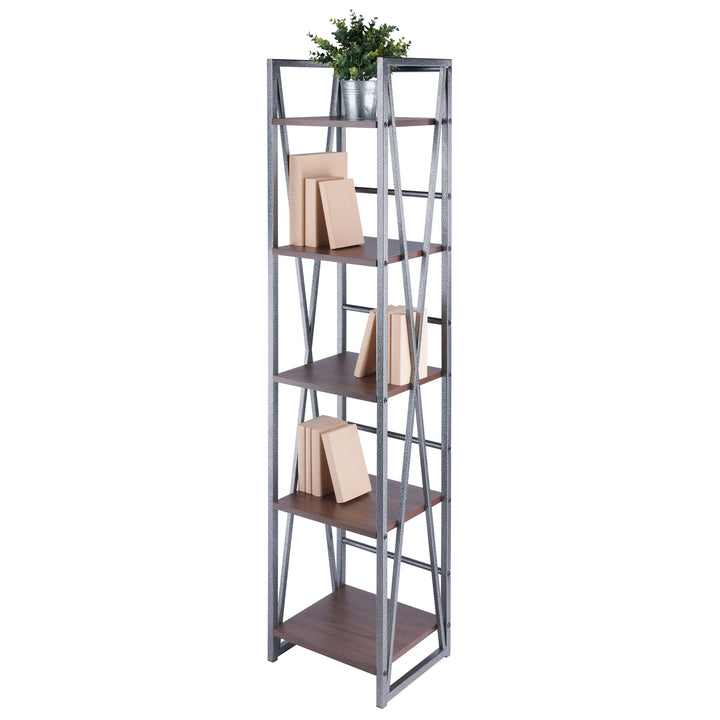 Isa 5-Tier Shelf, Graphite and Walnut