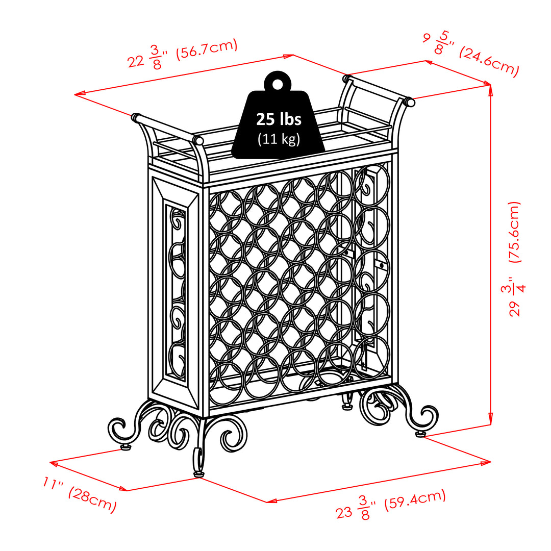 Silvano 25-Bottle Wine Rack, Removable Tray, Antique Bronze