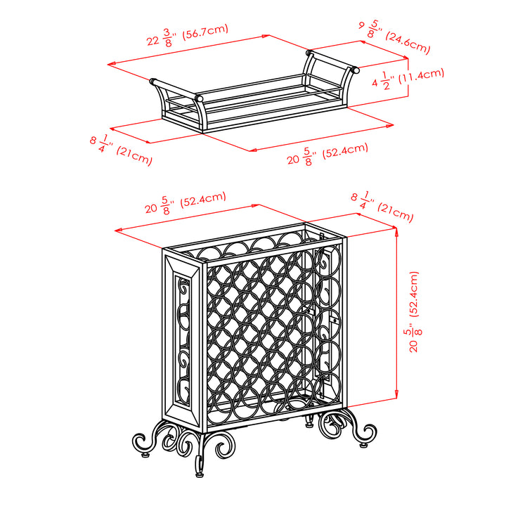 Silvano 25-Bottle Wine Rack, Removable Tray, Antique Bronze