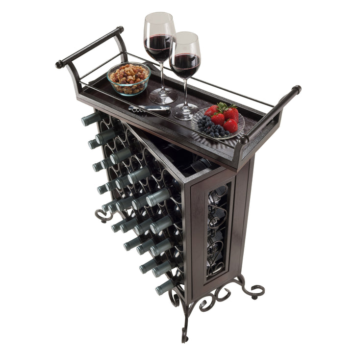 Silvano 25-Bottle Wine Rack, Removable Tray, Antique Bronze