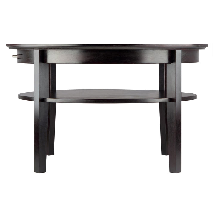 Amelia Round Coffee Table with Pull out Tray, Espresso