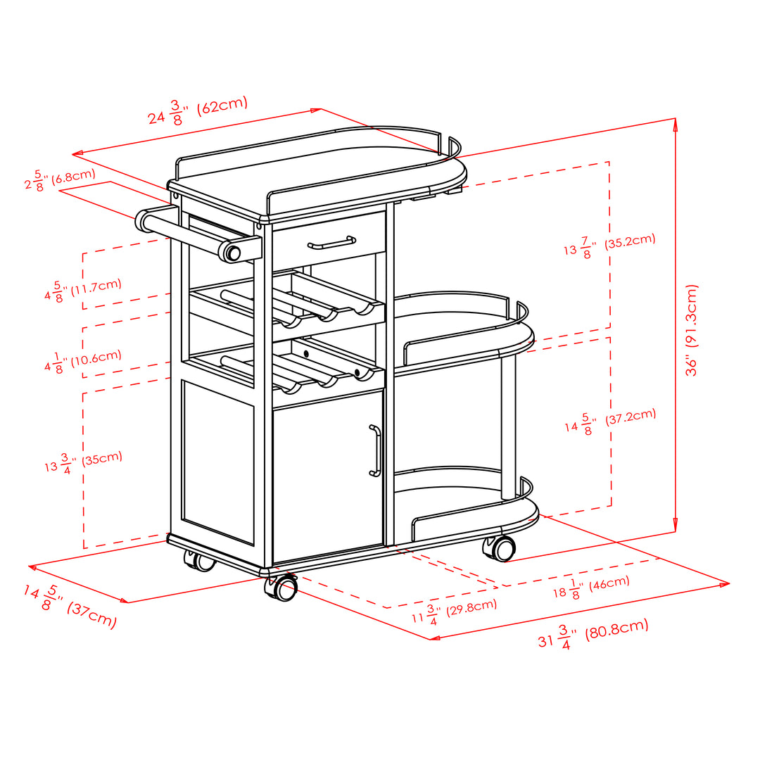 Jimmy Entertainment Cart, Espresso