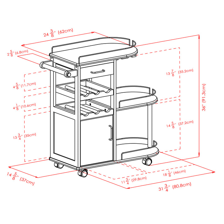 Jimmy Entertainment Cart, Espresso