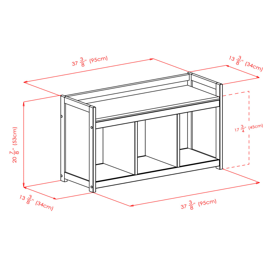 Addison 4-Pc Storage Bench with 3 Foldable Fabric Baskets, Espresso and Black