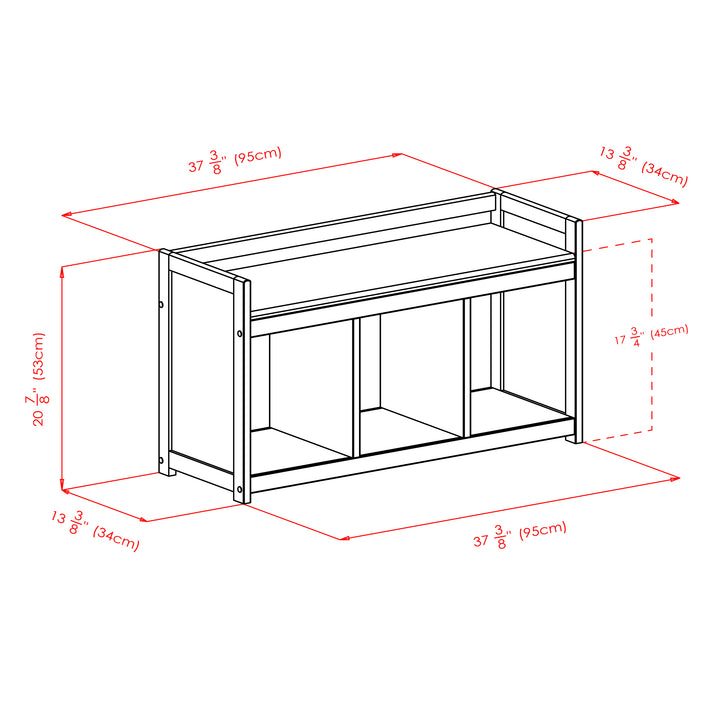 Addison 4-Pc Storage Bench with 3 Foldable Fabric Baskets, Espresso and Black