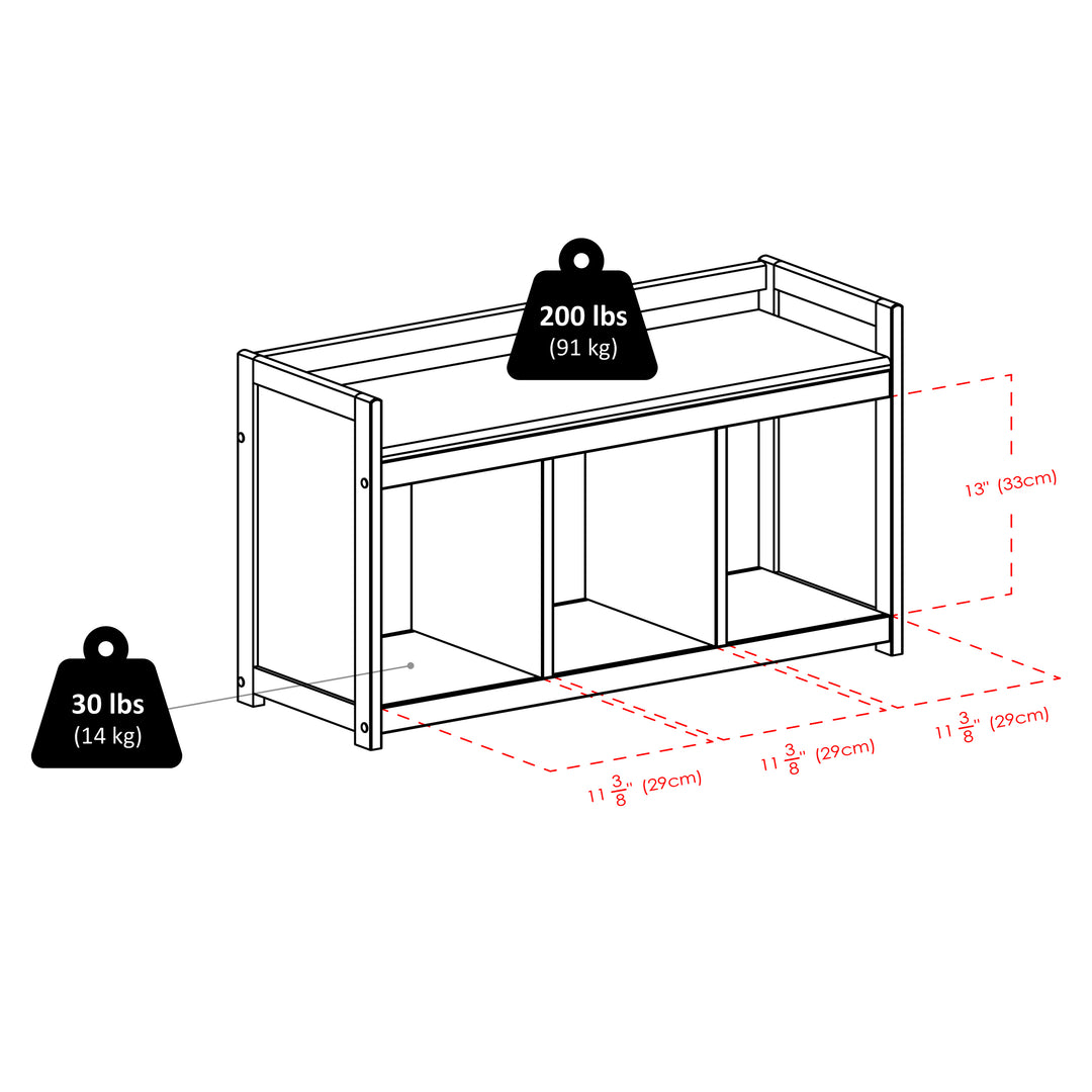 Addison 4-Pc Storage Bench with 3 Foldable Fabric Baskets, Espresso and Black