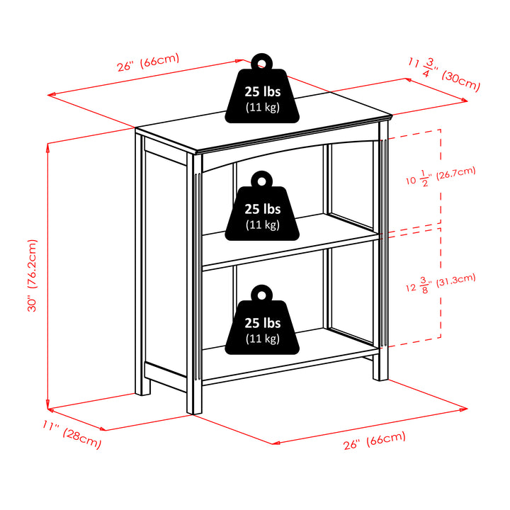 Terrace 2-Section Bookcase, Shelf, Espresso