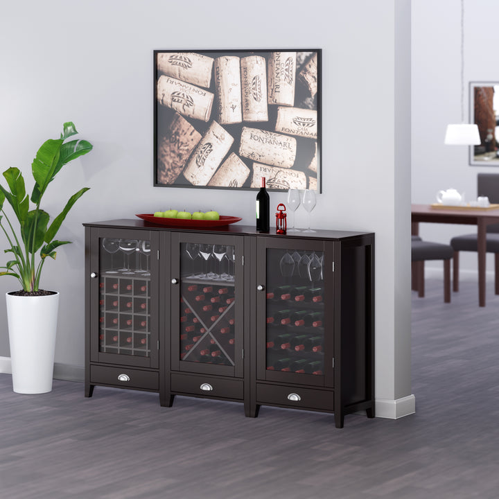 Bordeaux 3-Pc Modular Wine Cabinet Set, Espresso