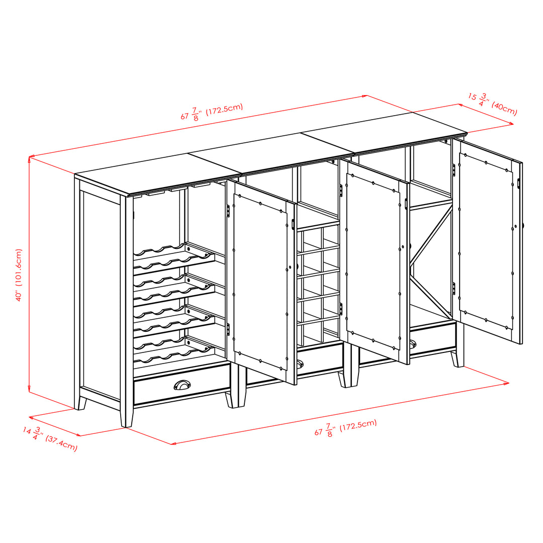 Bordeaux 3-Pc Modular Wine Cabinet Set, Espresso