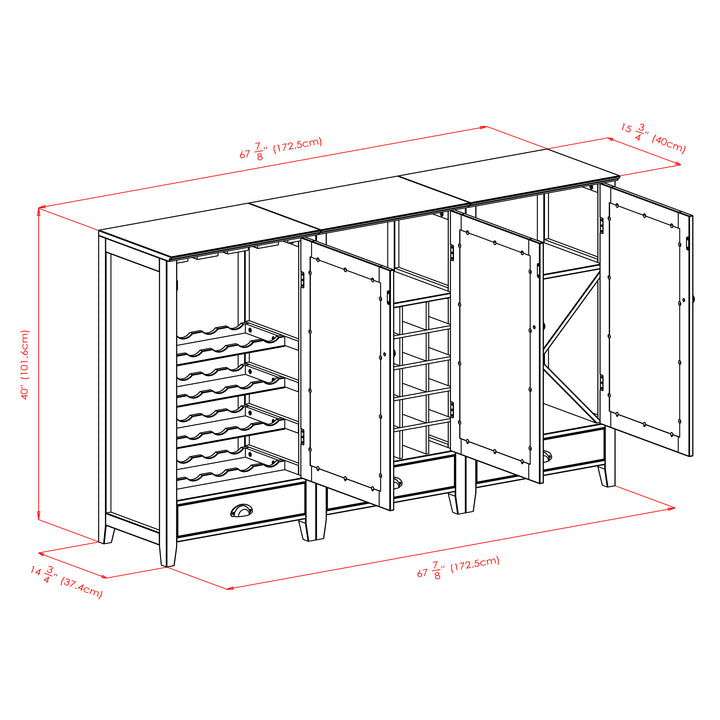 Bordeaux 3-Pc Modular Wine Cabinet Set, Espresso