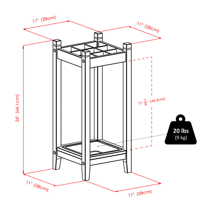 Jana Umbrella Stand with Tray, Espresso