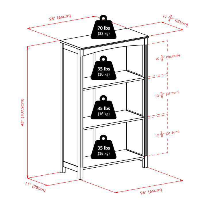 Terrace 3-Section Bookcase, Espresso