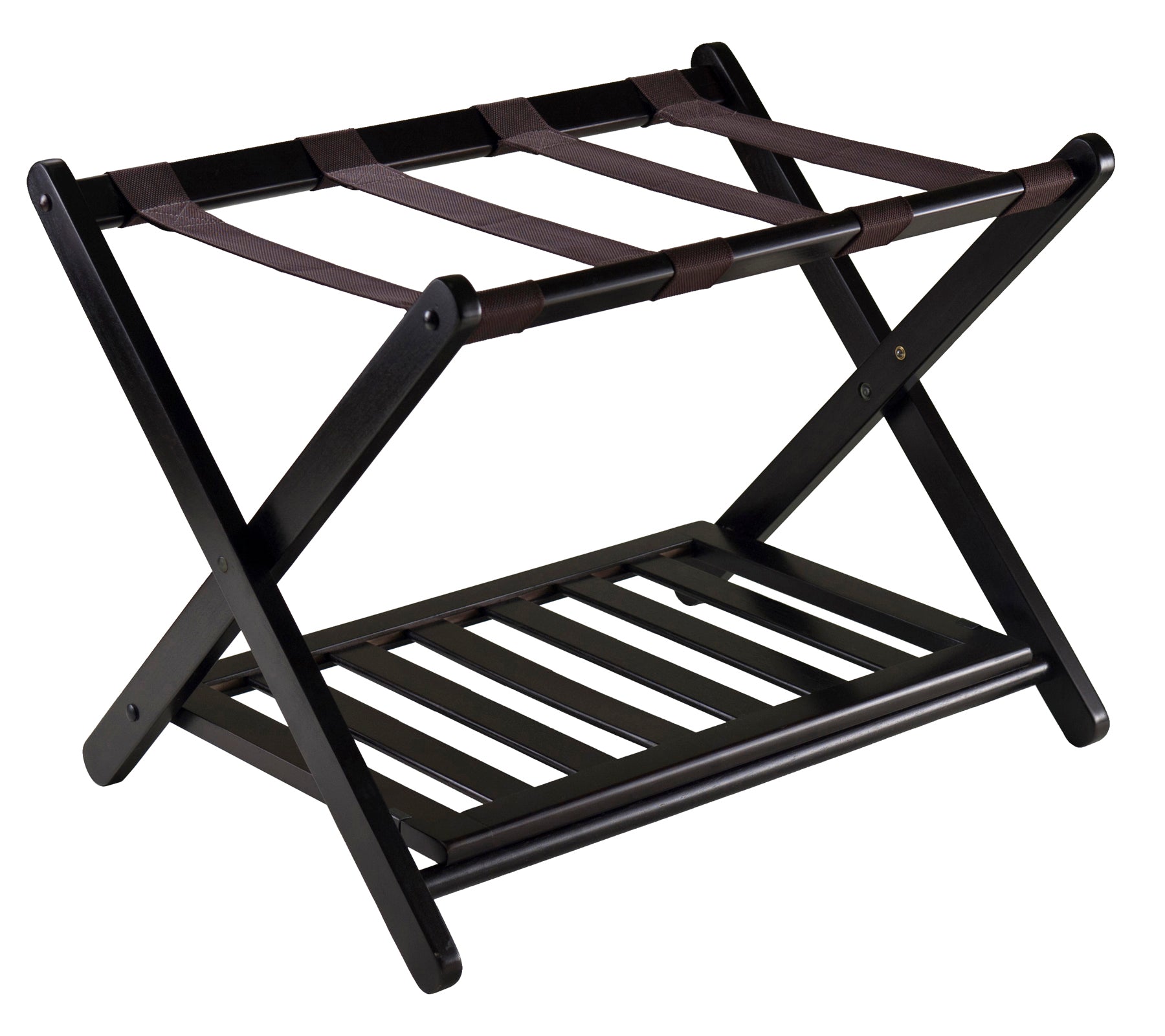 Reese Luggage Rack with Shelf, Espresso – Coastline Decor