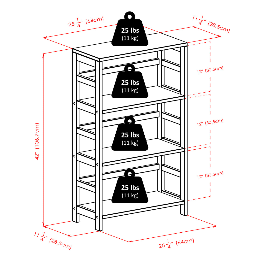 Torino 4-Pc Storage Shelf with 2 Foldable Fabric Baskets, Espresso and Black