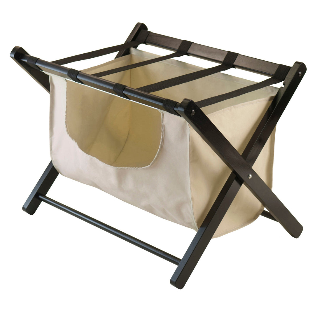 Dora Luggage Rack with Fabric Basket, Espresso