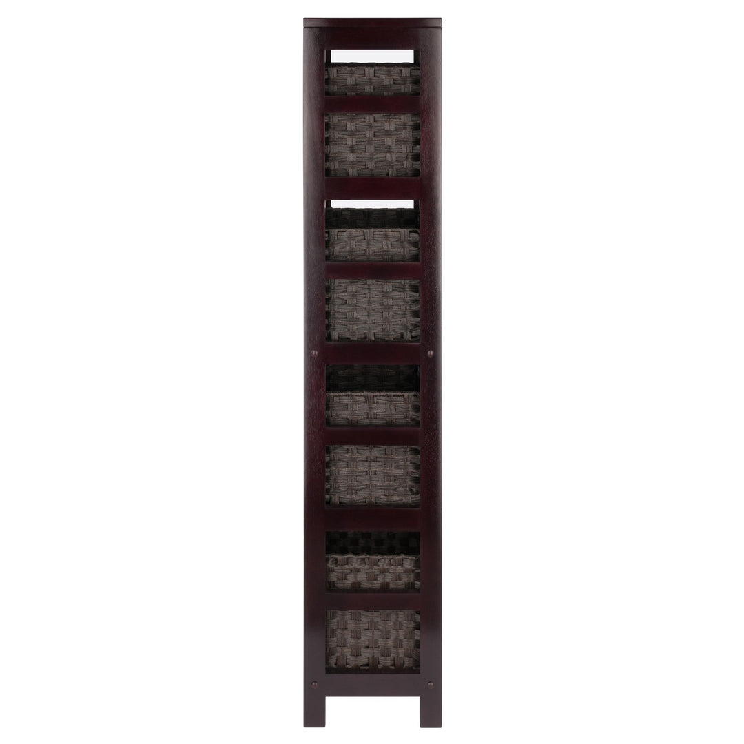 Leo 5-Pc Storage Shelf with 4 Foldable Woven Baskets, Espresso and Chocolate