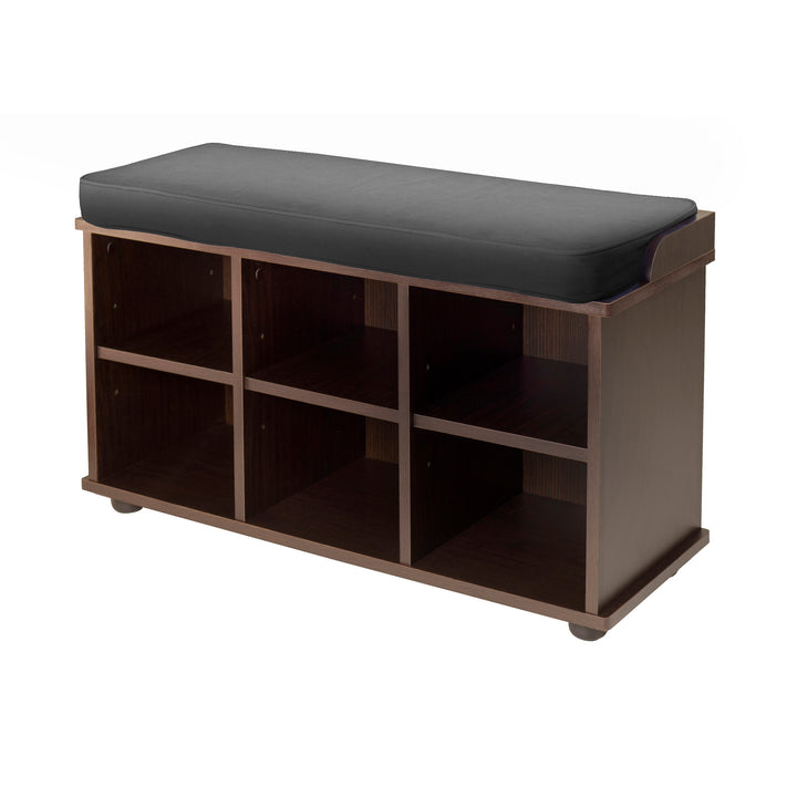 Townsend Storage Bench with Seat Cushion, Espresso and Black