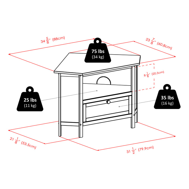 Zena Corner TV and Media Stand, Espresso