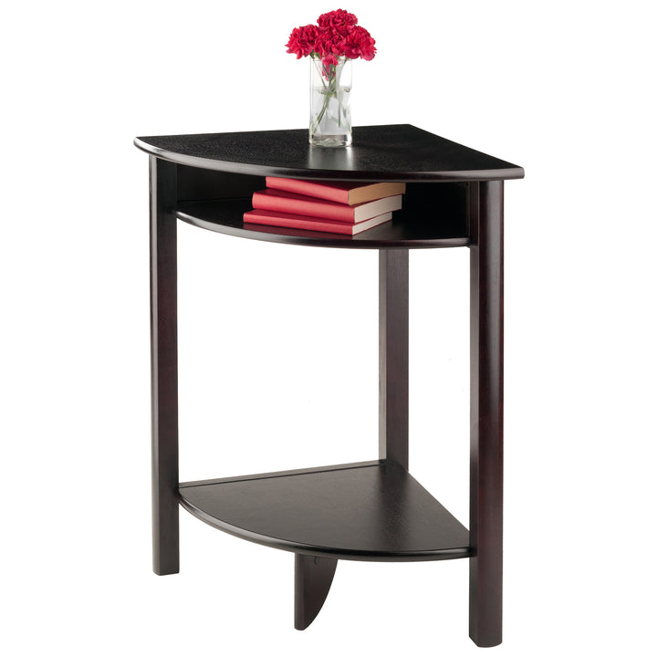 Liso Corner Table, Cube Storage, Espresso