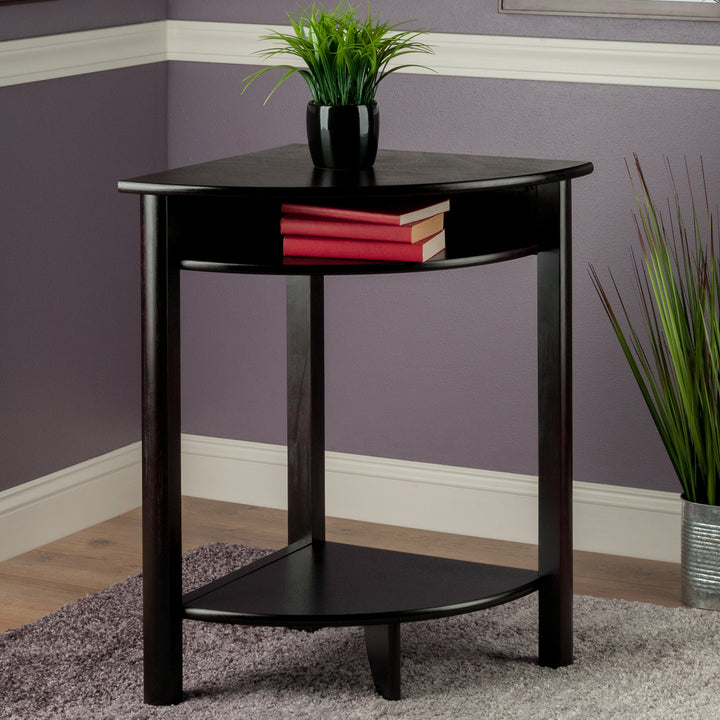 Liso Corner Table, Cube Storage, Espresso