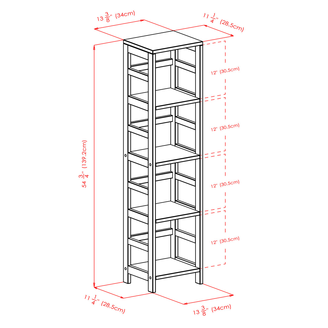 Capri 5-Pc Storage Shelf with 4 Foldable Fabric Baskets, Espresso and Beige