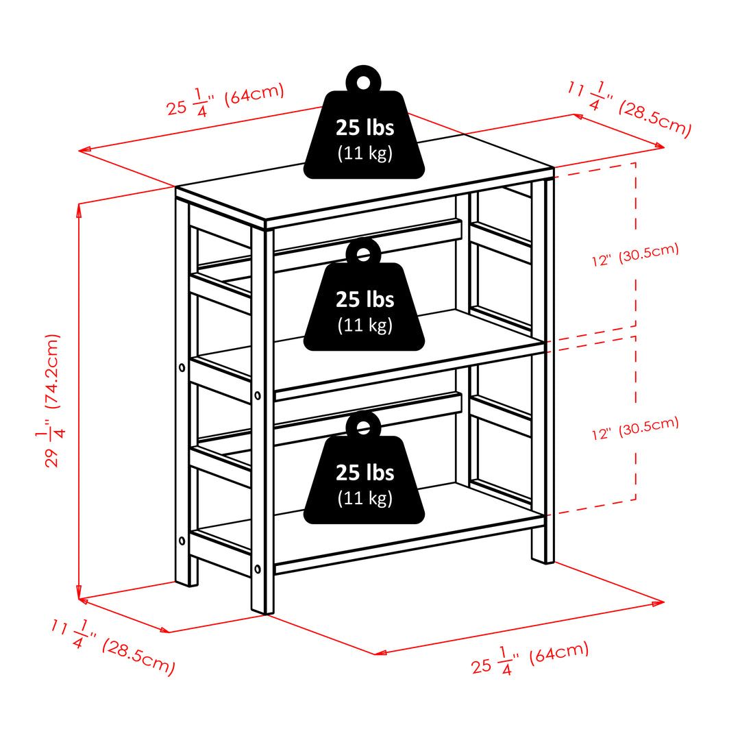 Capri 5-Pc Storage2- Shelf with 4 Foldable Beige Fabric Baskets, Espresso and Beige