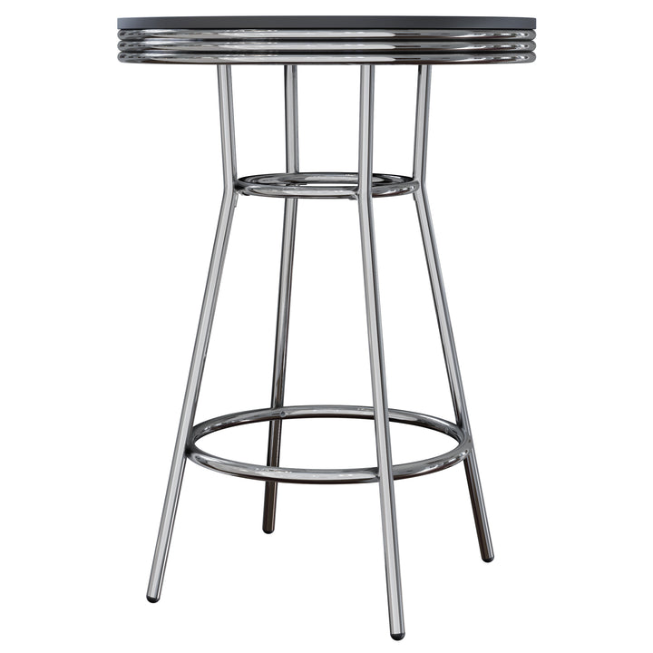 Summit Round High Table, Black and Chrome