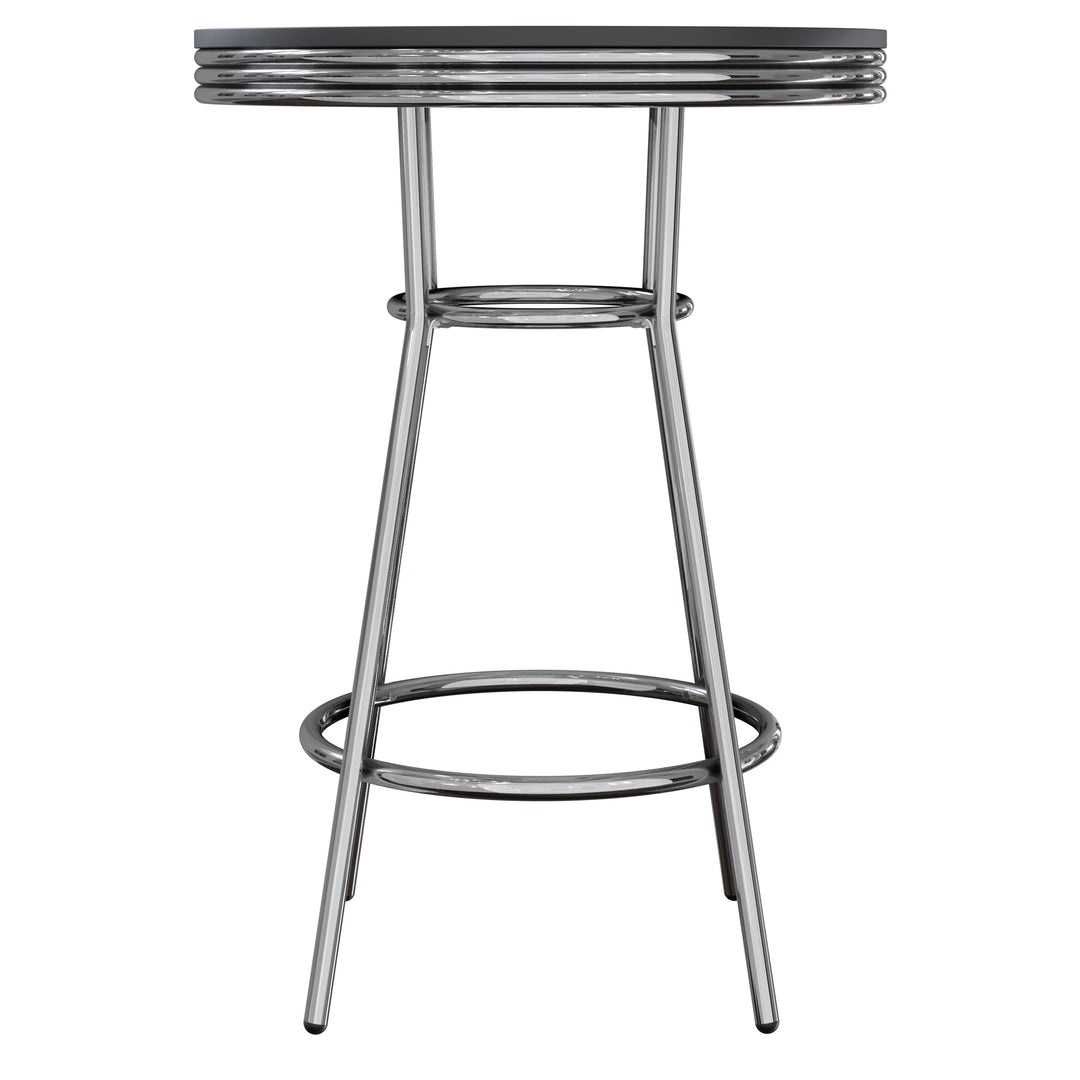 Summit Round High Table, Black and Chrome