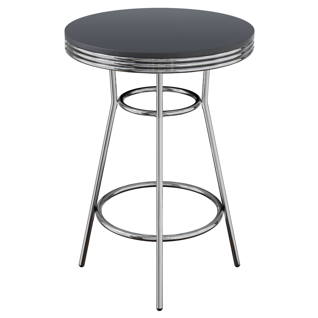 Summit Round High Table, Black and Chrome