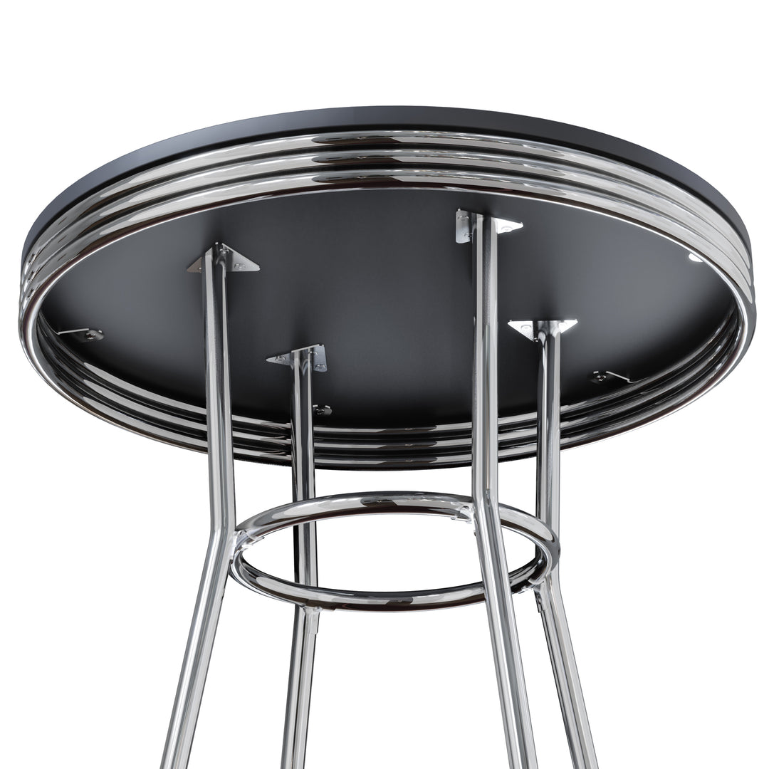 Summit Round High Table, Black and Chrome