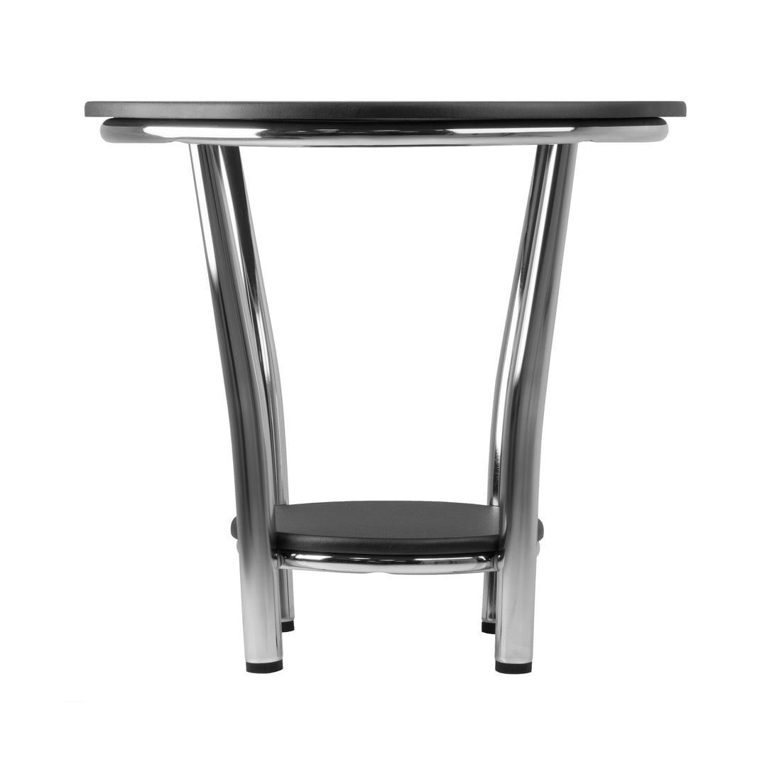 Maya Round End Table, Black and Metal