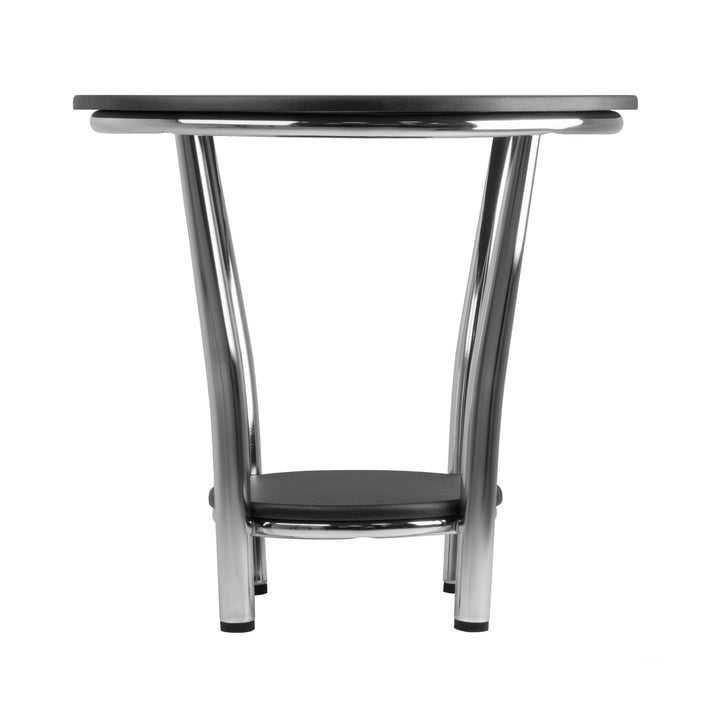 Maya Round End Table, Black and Metal