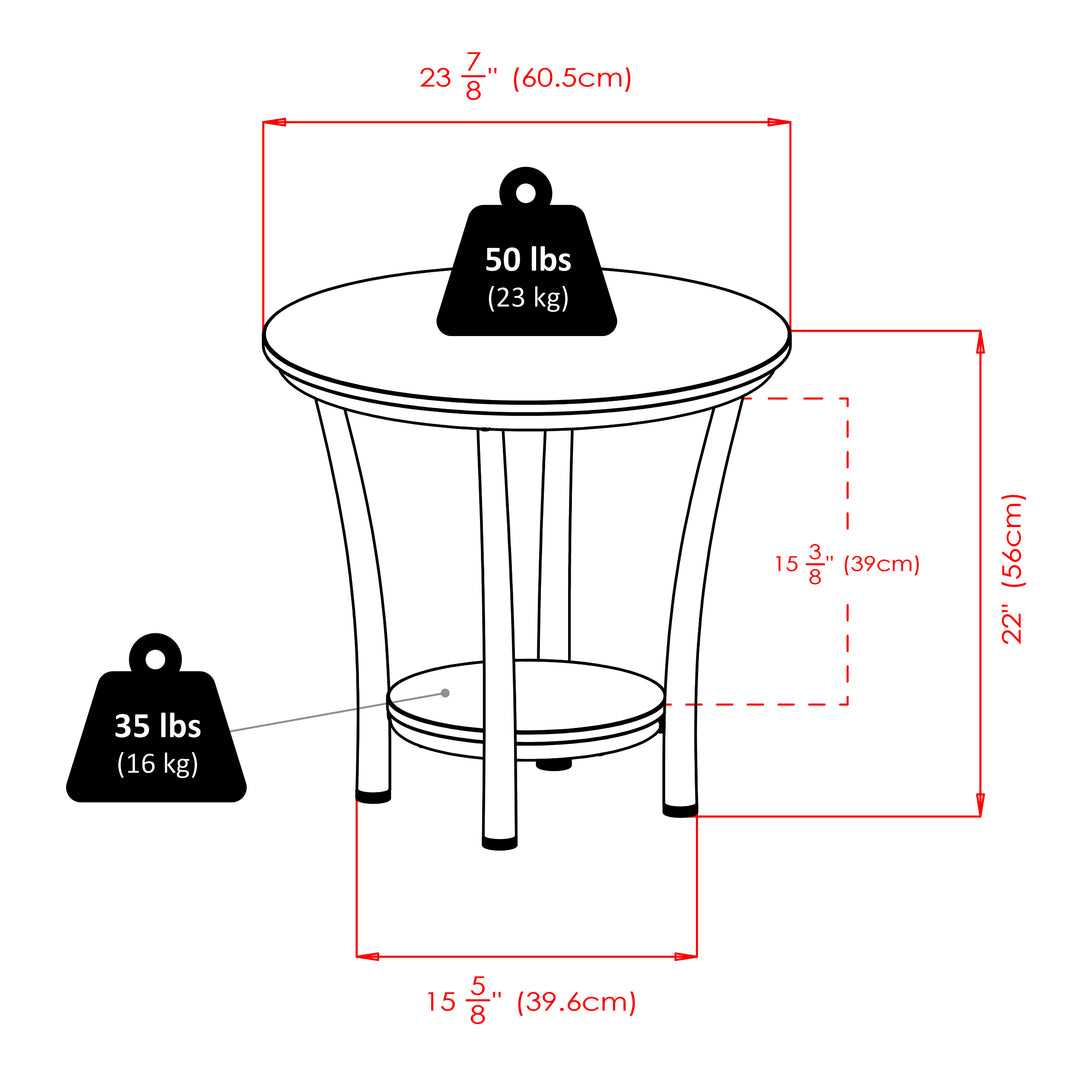 Maya Round End Table, Black and Metal