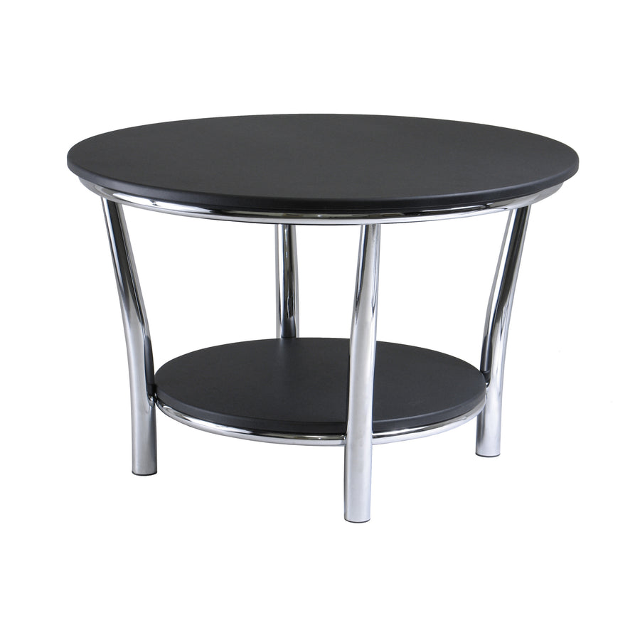 Maya Round Coffee Table, Black and Metal 