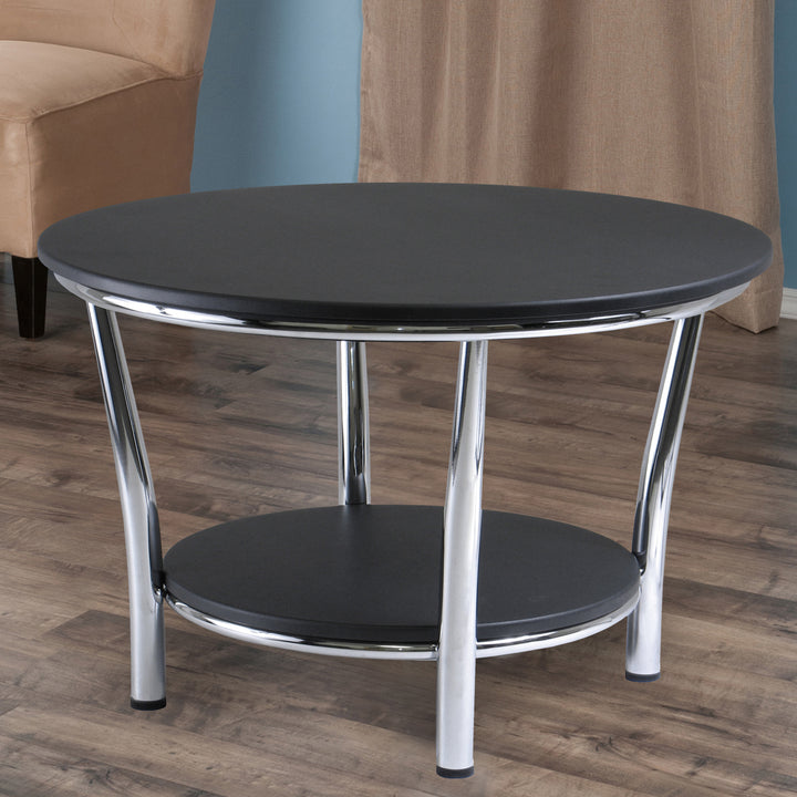 Maya Round Coffee Table, Black and Metal