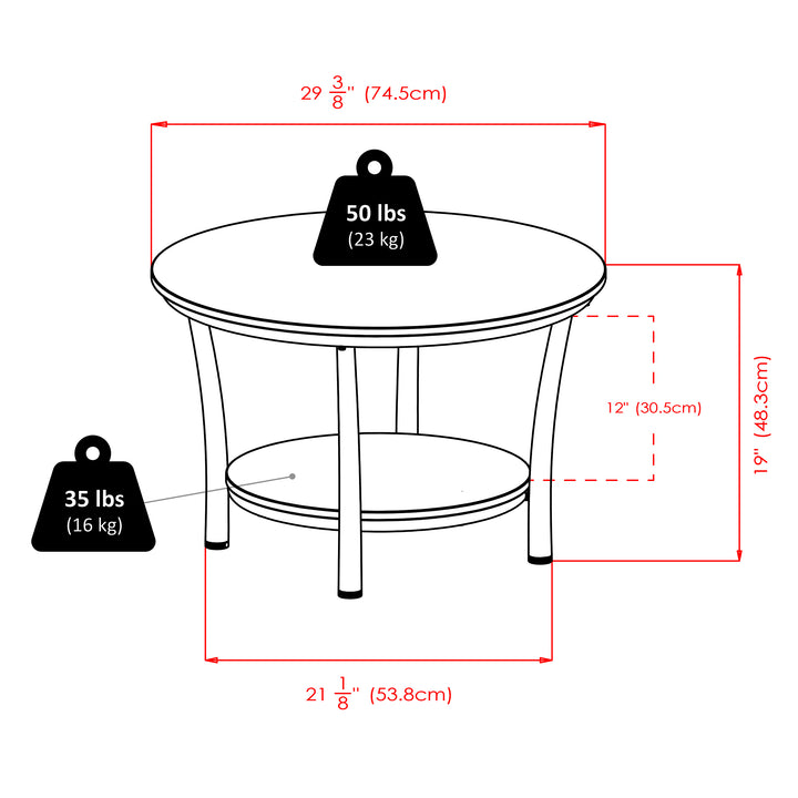 Maya Round Coffee Table, Black and Metal