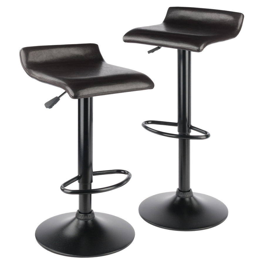 Paris 2-Pc Adjustable Swivel Stool Set, Black and Espresso 