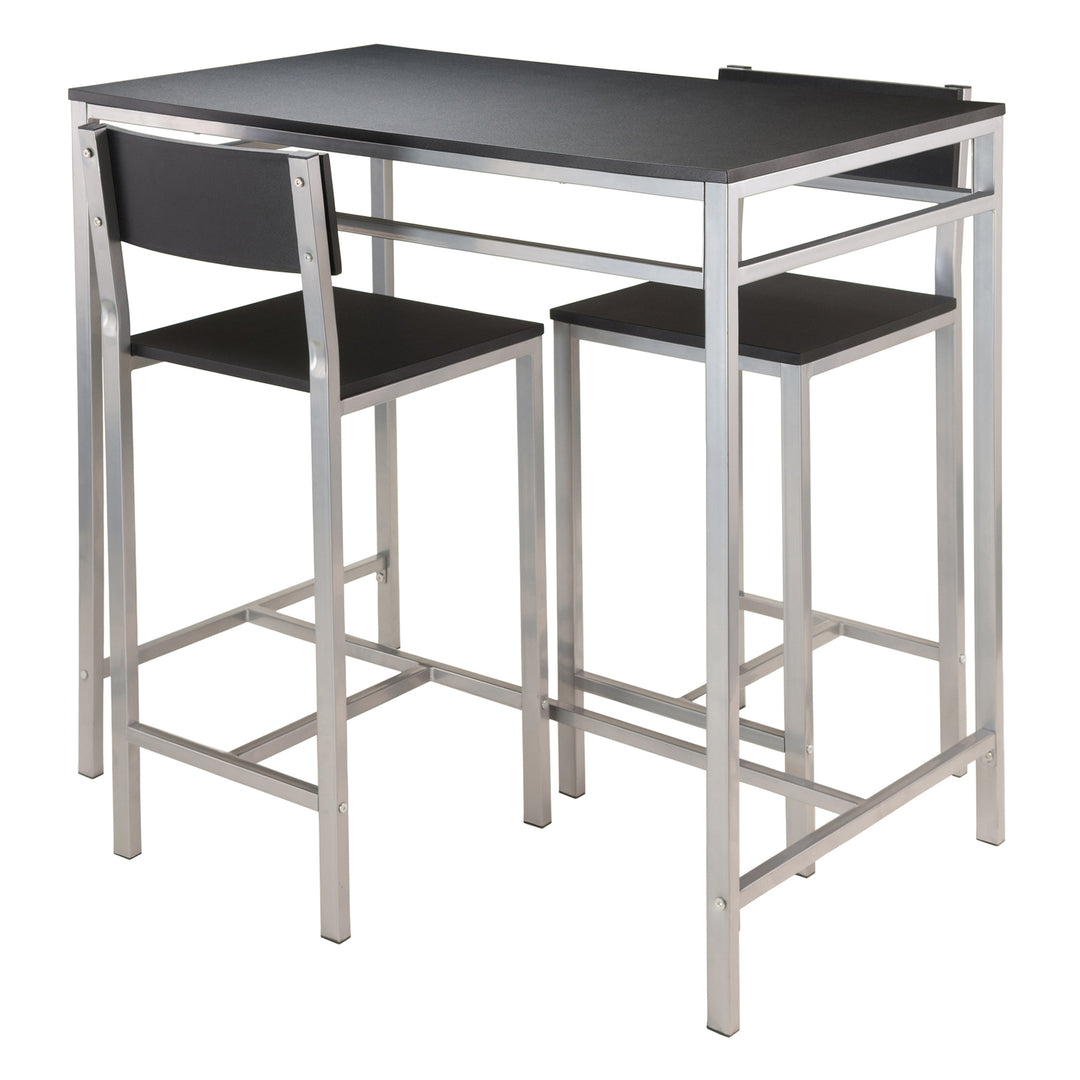 Hanley 3-Pc Kitchen Table with Counter Stools, Black and Steel 