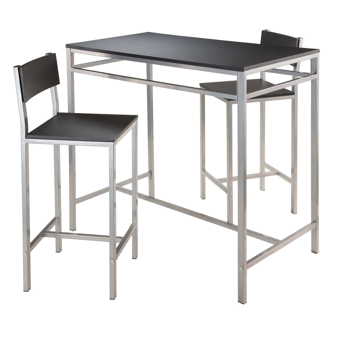 Hanley 3-Pc Kitchen Table with Counter Stools, Black and Steel