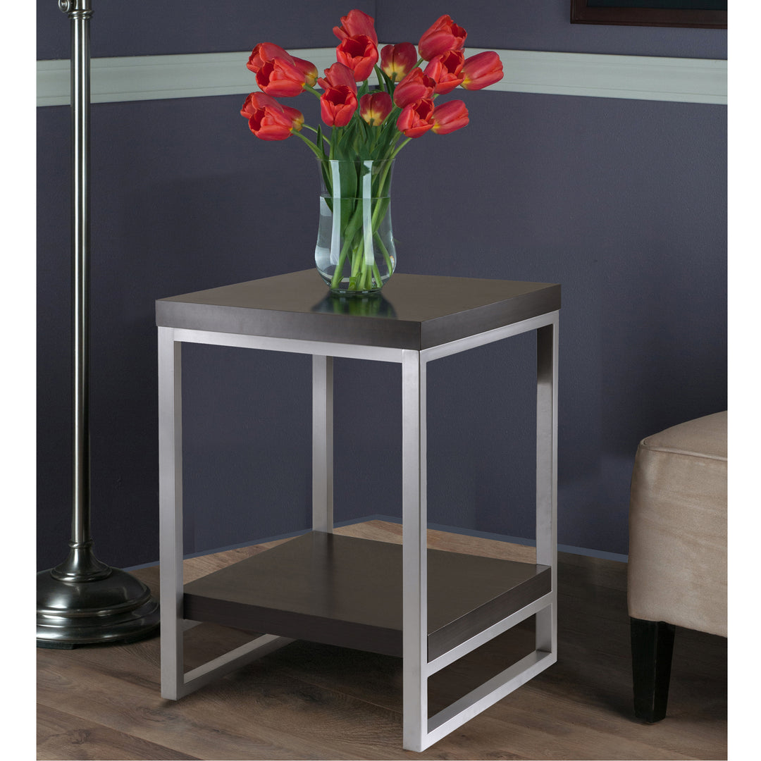 Jared End Table, Gray and Espresso