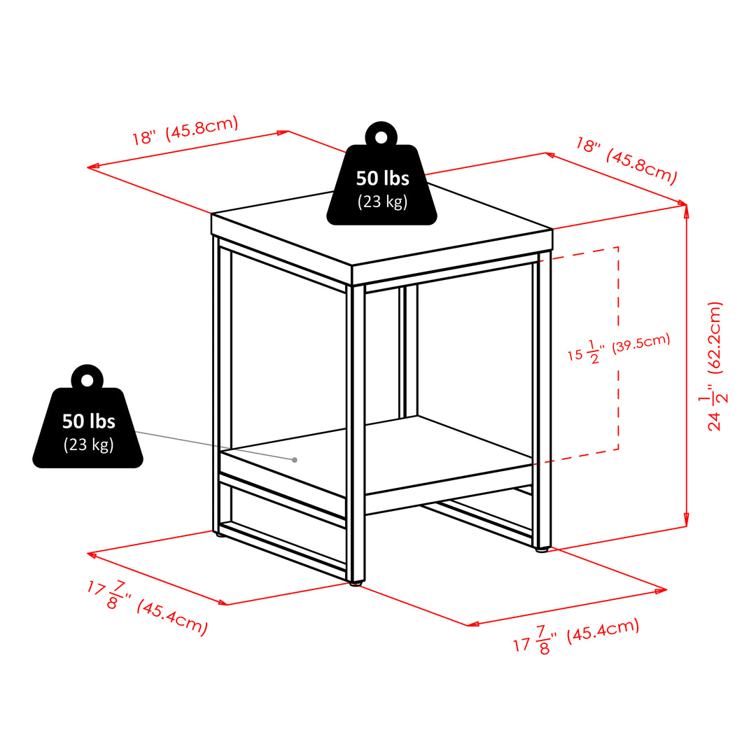 Jared End Table, Gray and Espresso