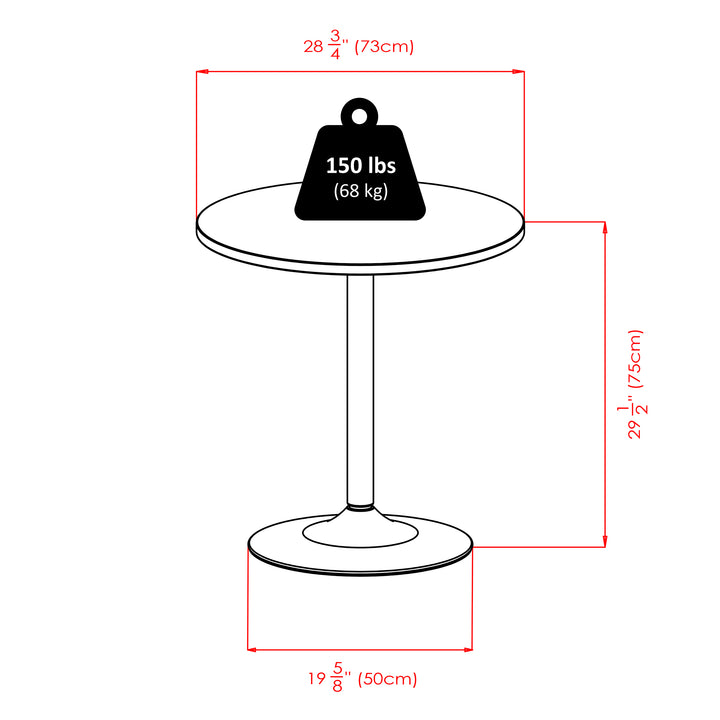 Spectrum 29" Round Dinning Table, Black and Chrome