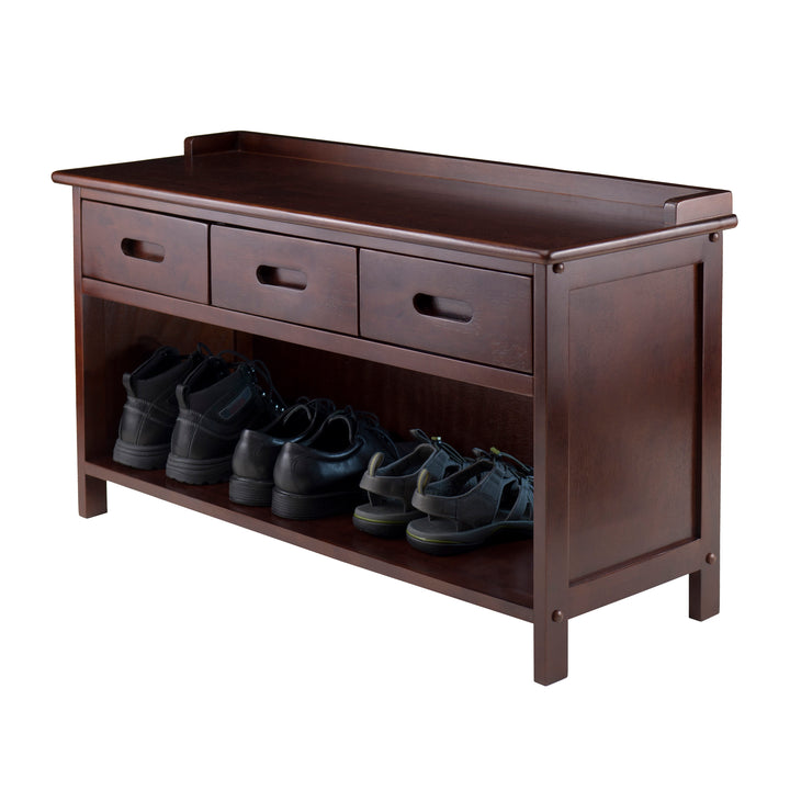 Adriana 3-Drawer Bench with Storage, Walnut