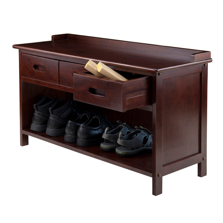 Adriana 3-Drawer Bench with Storage, Walnut